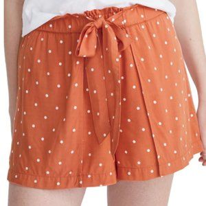 Madewell Coral + White Polka Dot shorts